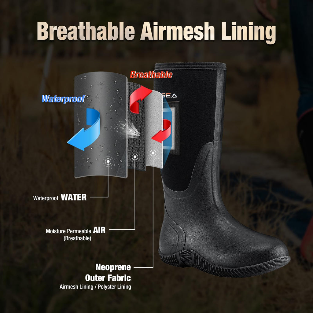 Women's Waterproof Insulated Neoprene Rubber Rain Boots Q3822