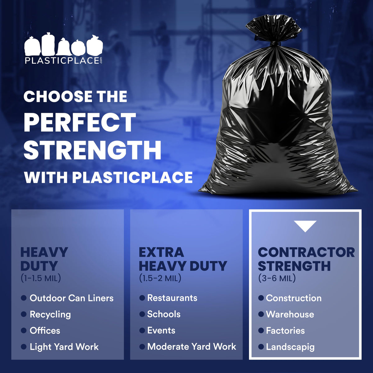 Black Heavy Duty 40-45 Gallon Trash Bags 3.0 Mil 50 Count T2097