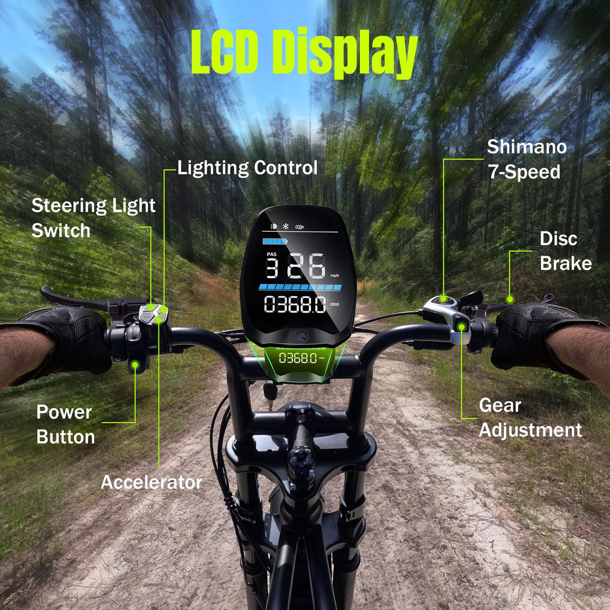 Electric Bike 48V 15Ah Battery 1500W Peak Motor 20 * 4.0 Fat Tire U31144