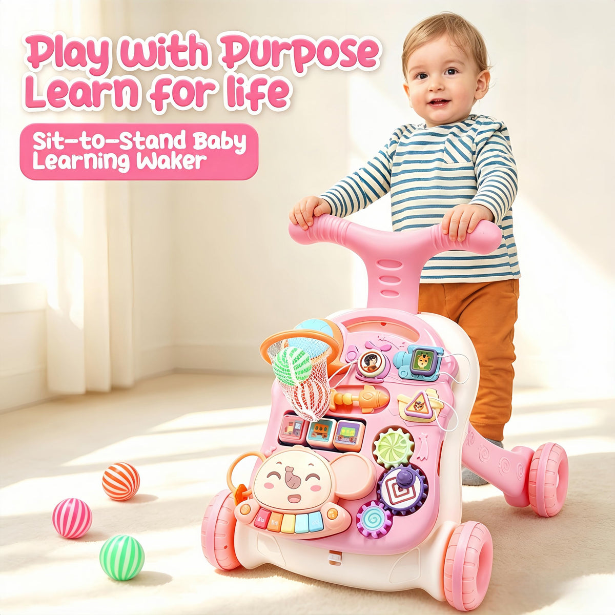 2-in-1 Baby Walker with Detachable Activity Center W633288