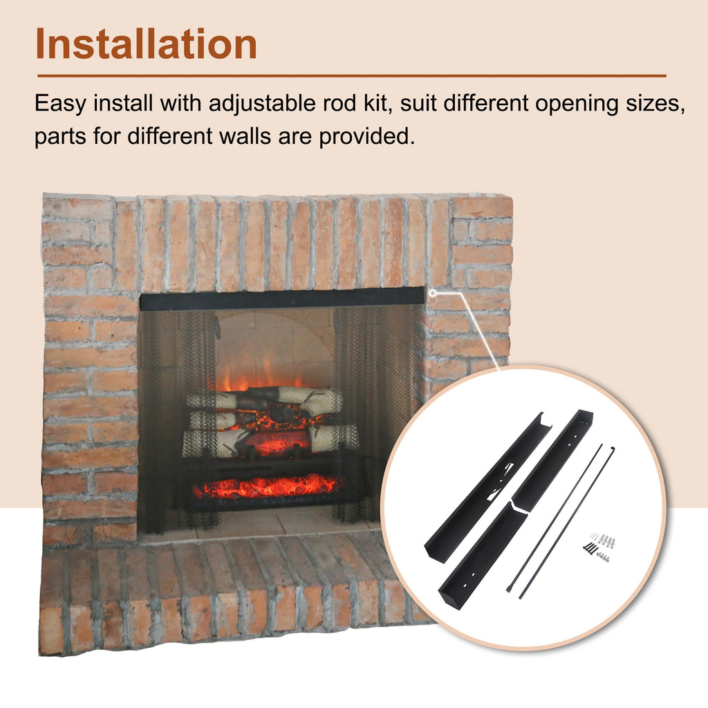 Black Matte Fireplace Mesh Screen Curtain P636