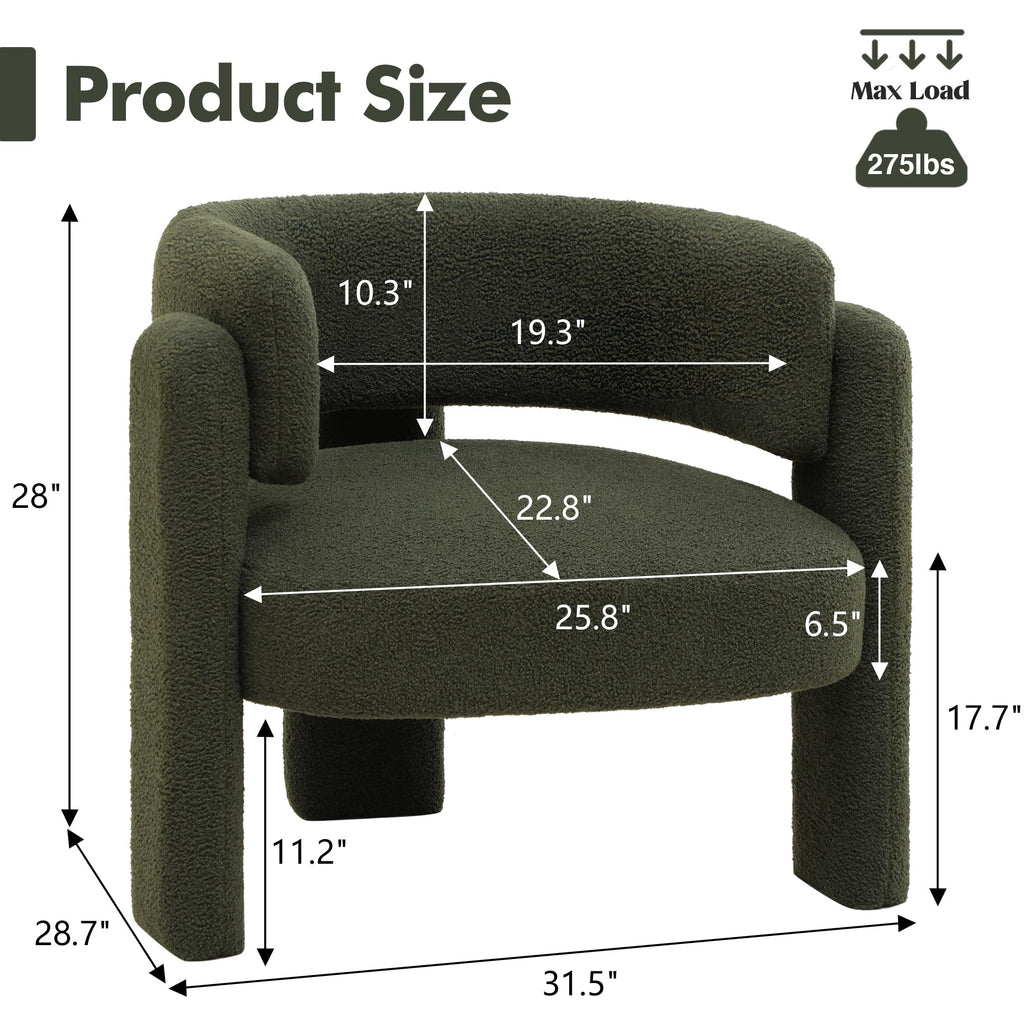 Sherpa Barrel Accent Chairs Set of 2 Olive Green M1584