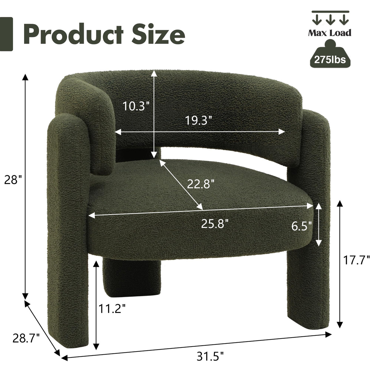 Sherpa Barrel Accent Chairs Set of 2 Olive Green M1584