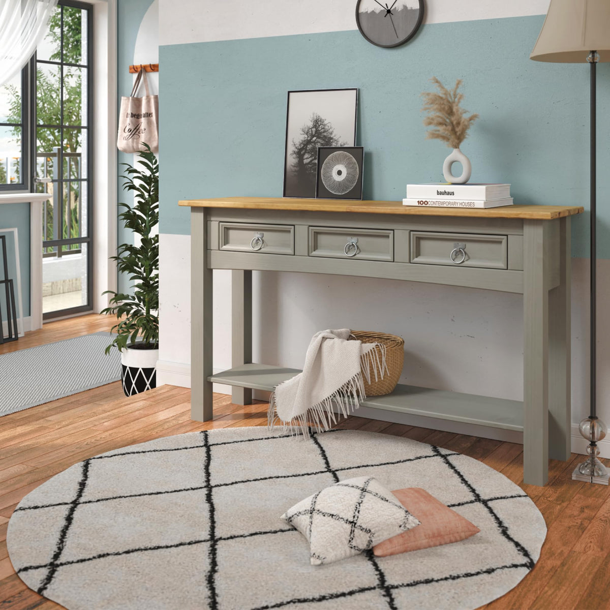 Solid Wood Console Table with 3 Drawers G698023