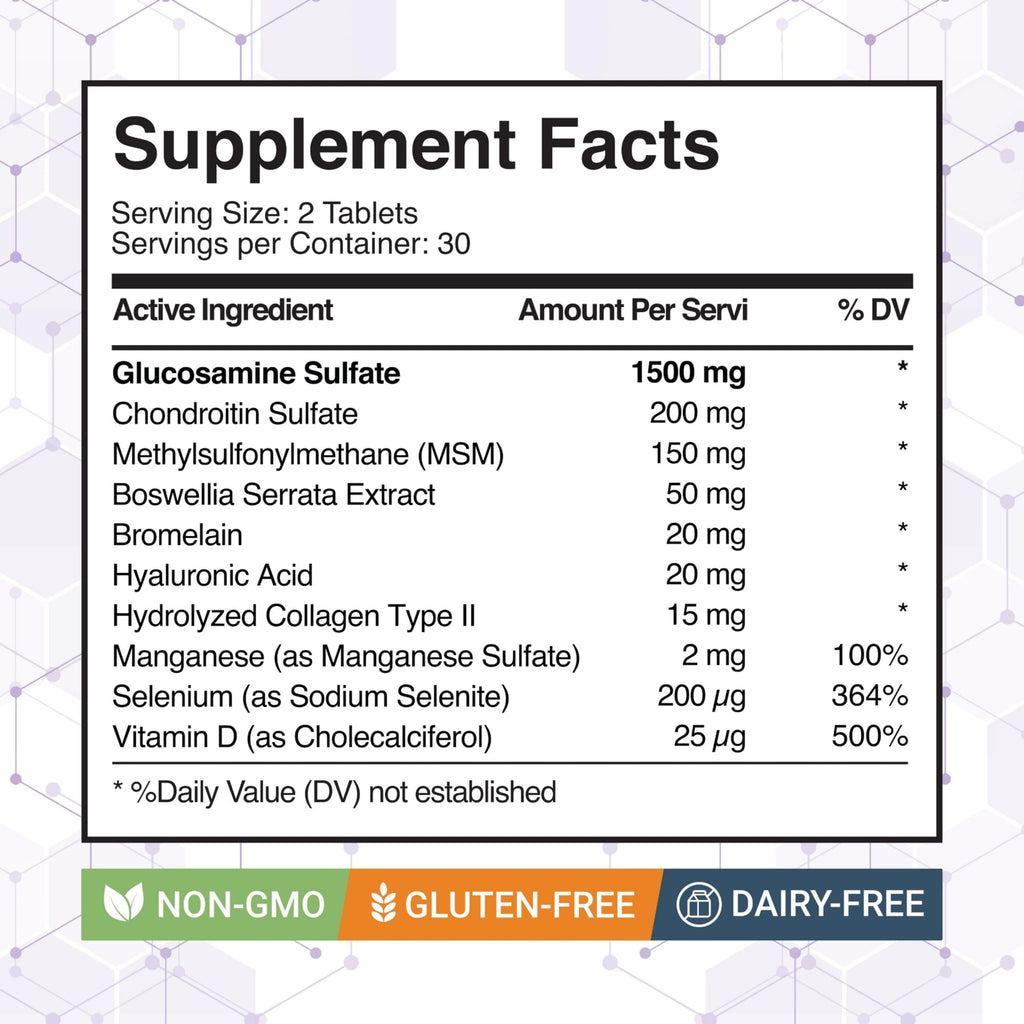 Glucosamine Chondroitin MSM Dietary Supplement 60 Tablets W89298