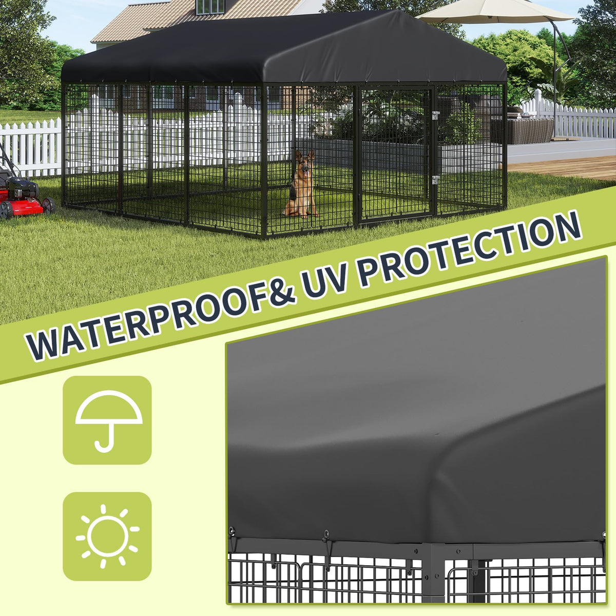 Large Outdoor Dog Enclosure with Roof E490