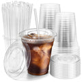 12 oz Clear Plastic Cups with Lids and Straws N49402