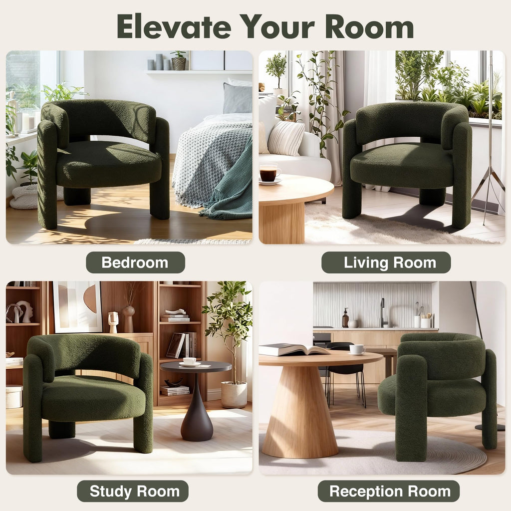 Sherpa Barrel Accent Chairs Set of 2 Olive Green M1584