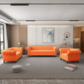 Orange Velvet Chesterfield Sofa Loveseat and Chair E3784