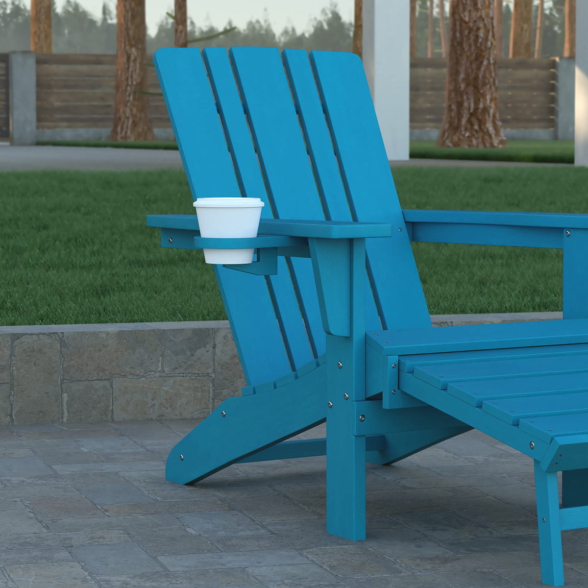 Blue Adirondack Lounge Chair with Ottoman E40192