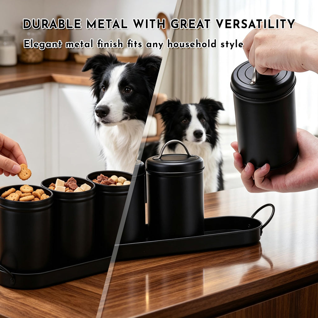 Airtight Dog Treat Container Set with Lid and Tray T14245
