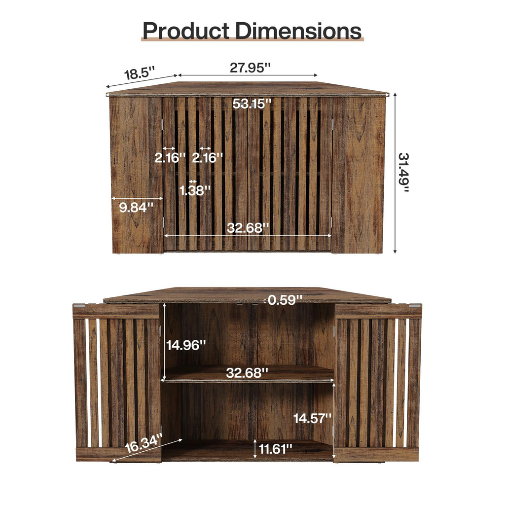 53" Farmhouse Corner TV Stand with Storage V4549
