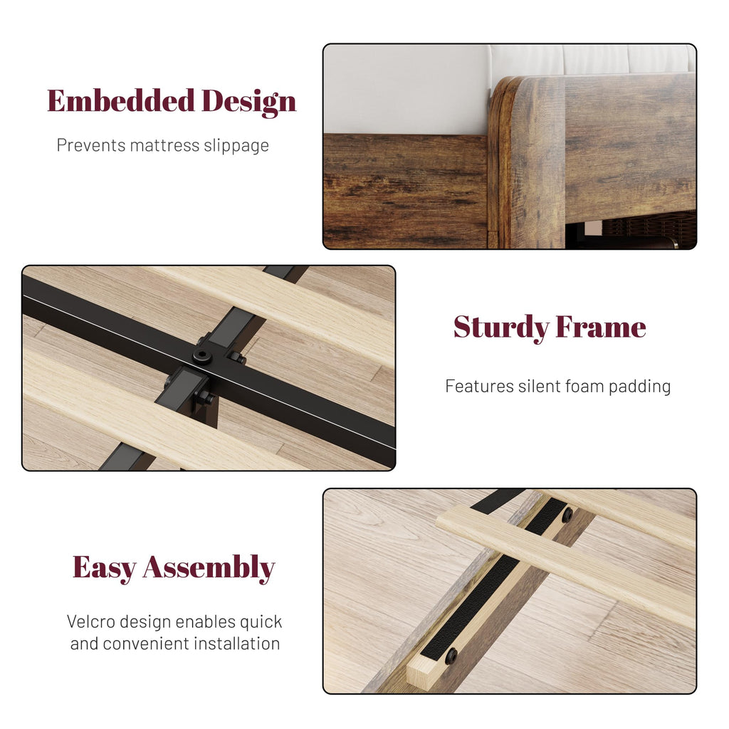 Queen Bed Frame with Storage Headboard and Charging Station Q92187