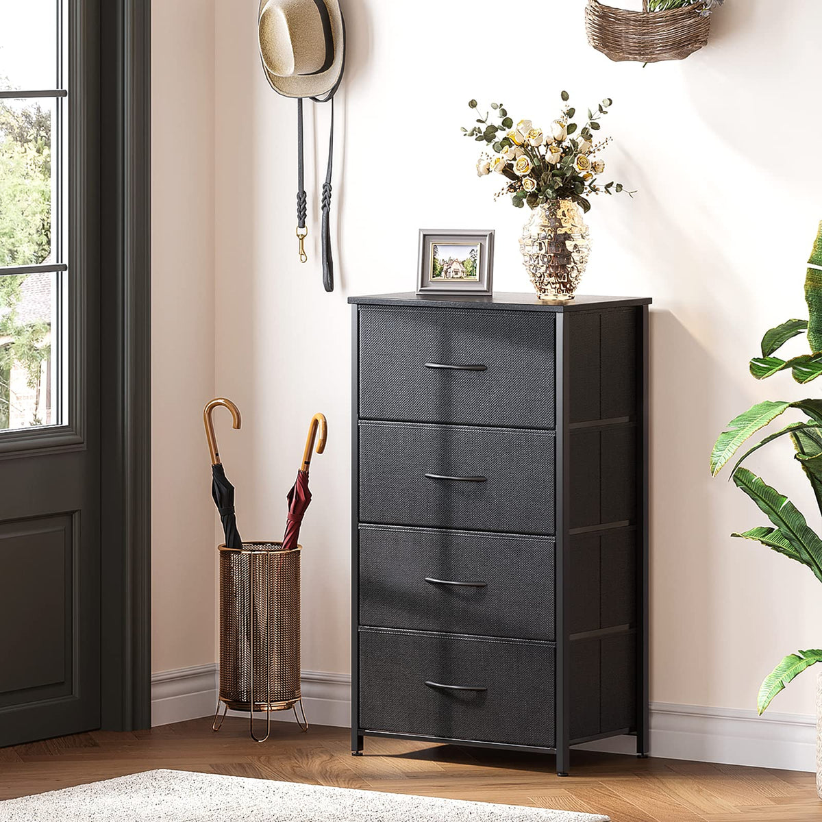 Black 4 Drawer Small Dresser J980