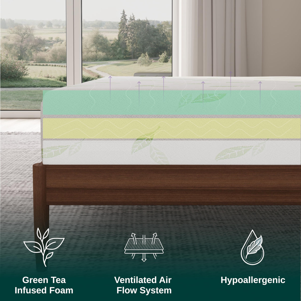 Twin Size 6 Inch Green Tea Memory Foam Mattress I356