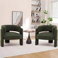 Sherpa Barrel Accent Chairs Set of 2 Olive Green M1584