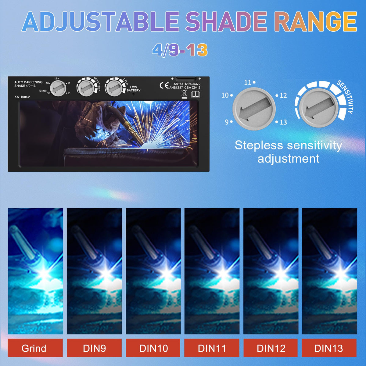 Auto Darkening Welding Lens Variable Shade 4/9-13 P532