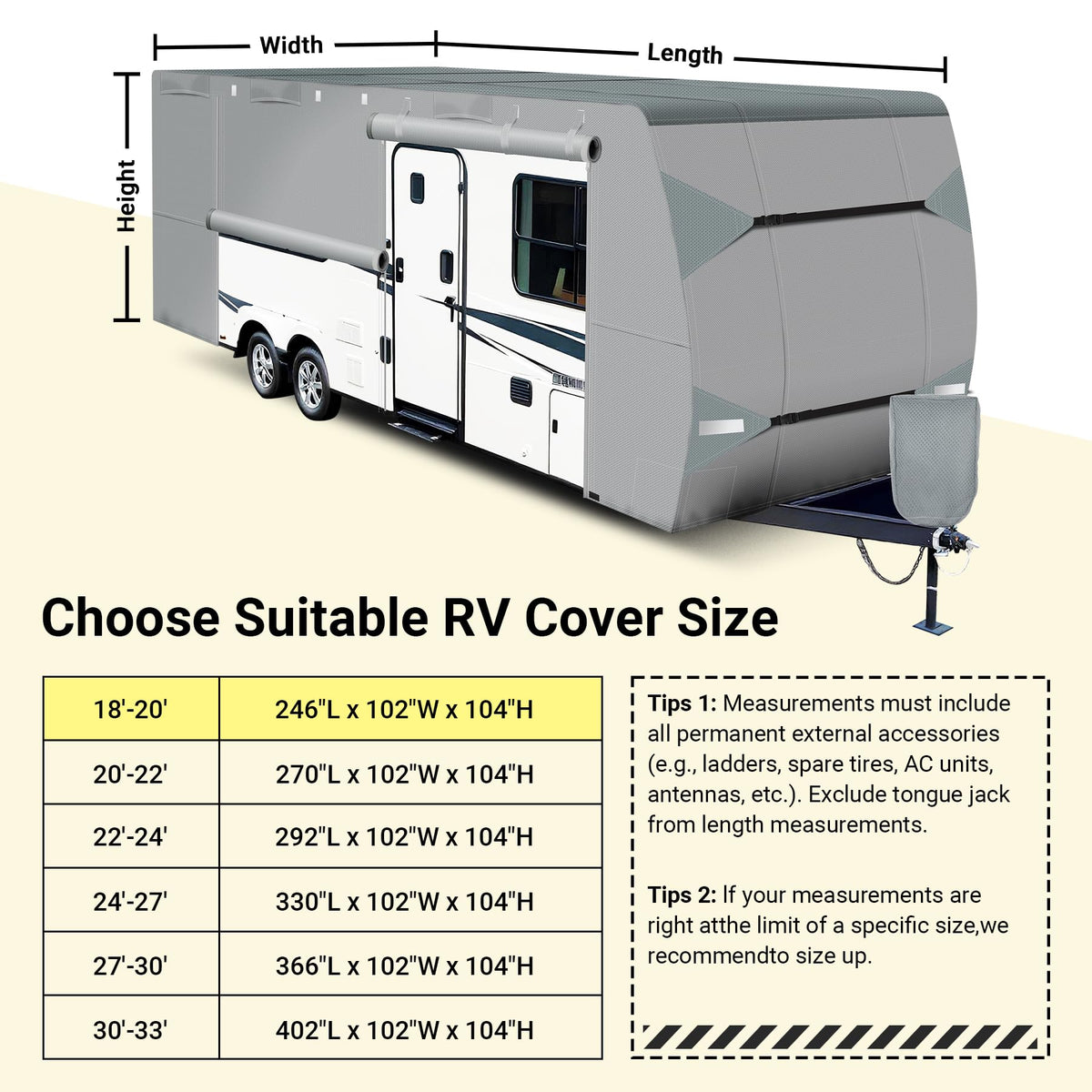 18-20 ft Travel Trailer RV Cover I26781