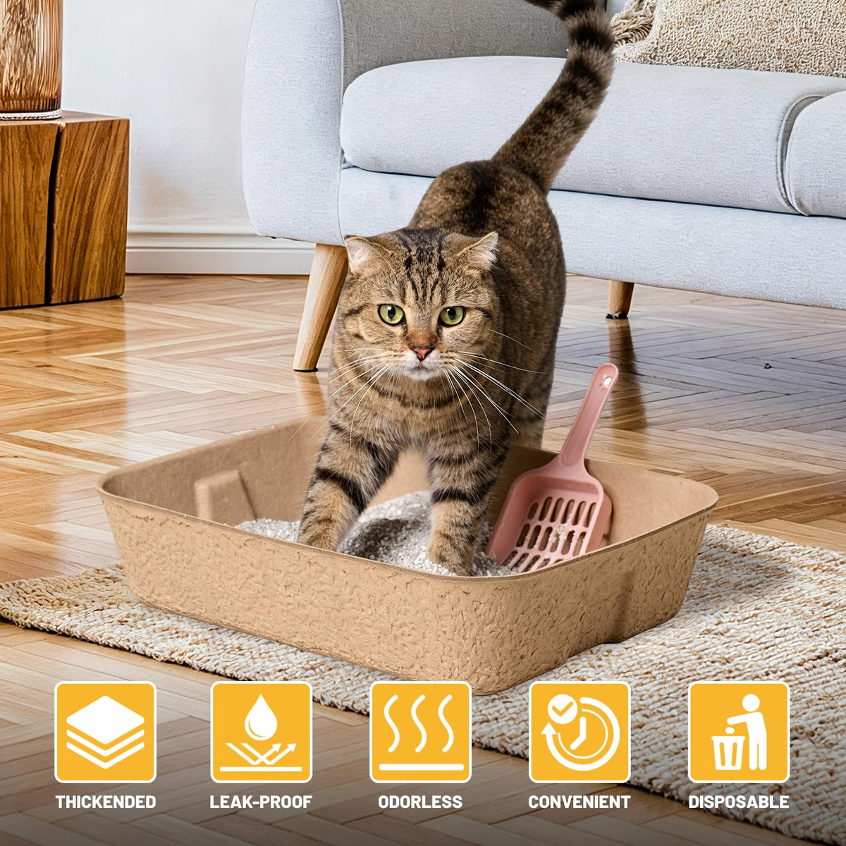 4 Pack Disposable Cardboard Cat Litter Boxes V79136