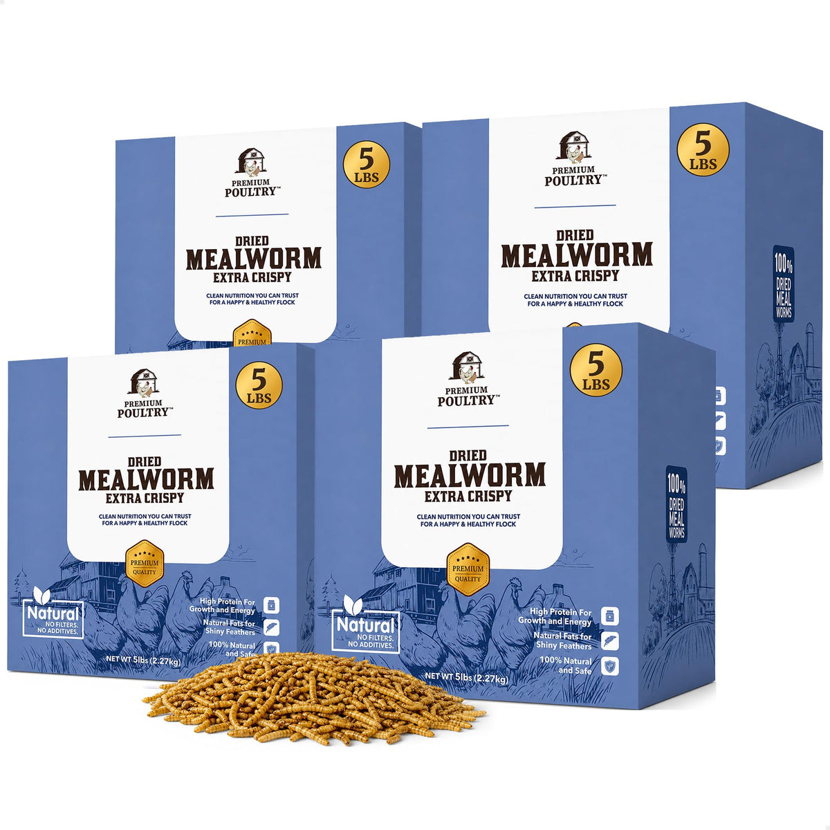 Mealworms for Chickens & Wild Birds, 5lb, 4-Pack L408407