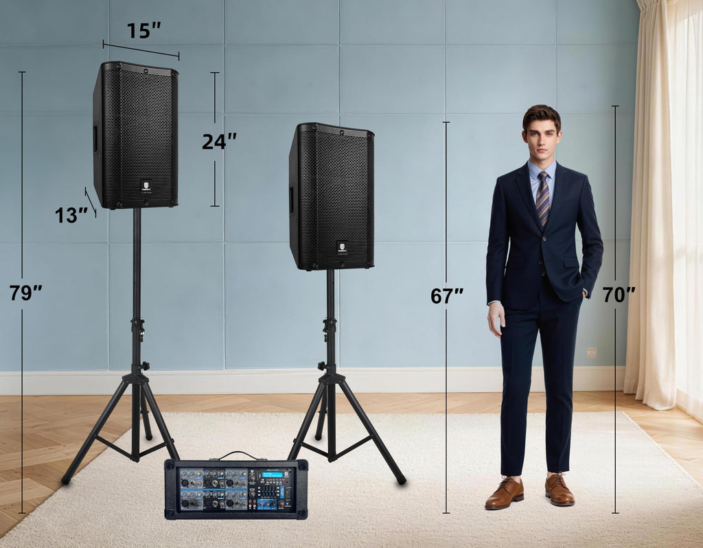 2000W Bluetooth PA Speaker System with 6-Channel Powered Mixer U8887