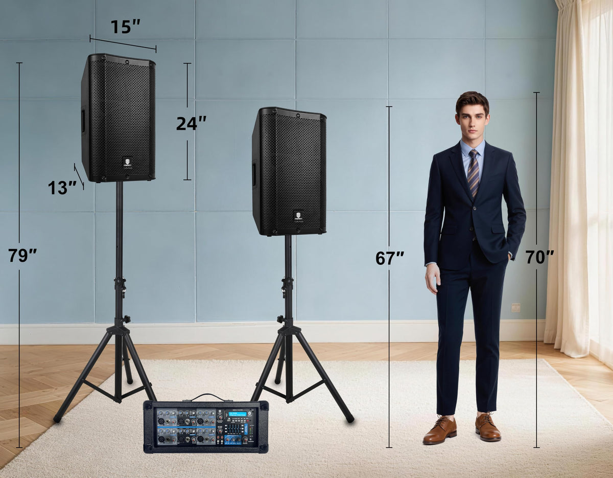 2000W Bluetooth PA Speaker System with 6-Channel Powered Mixer U8887