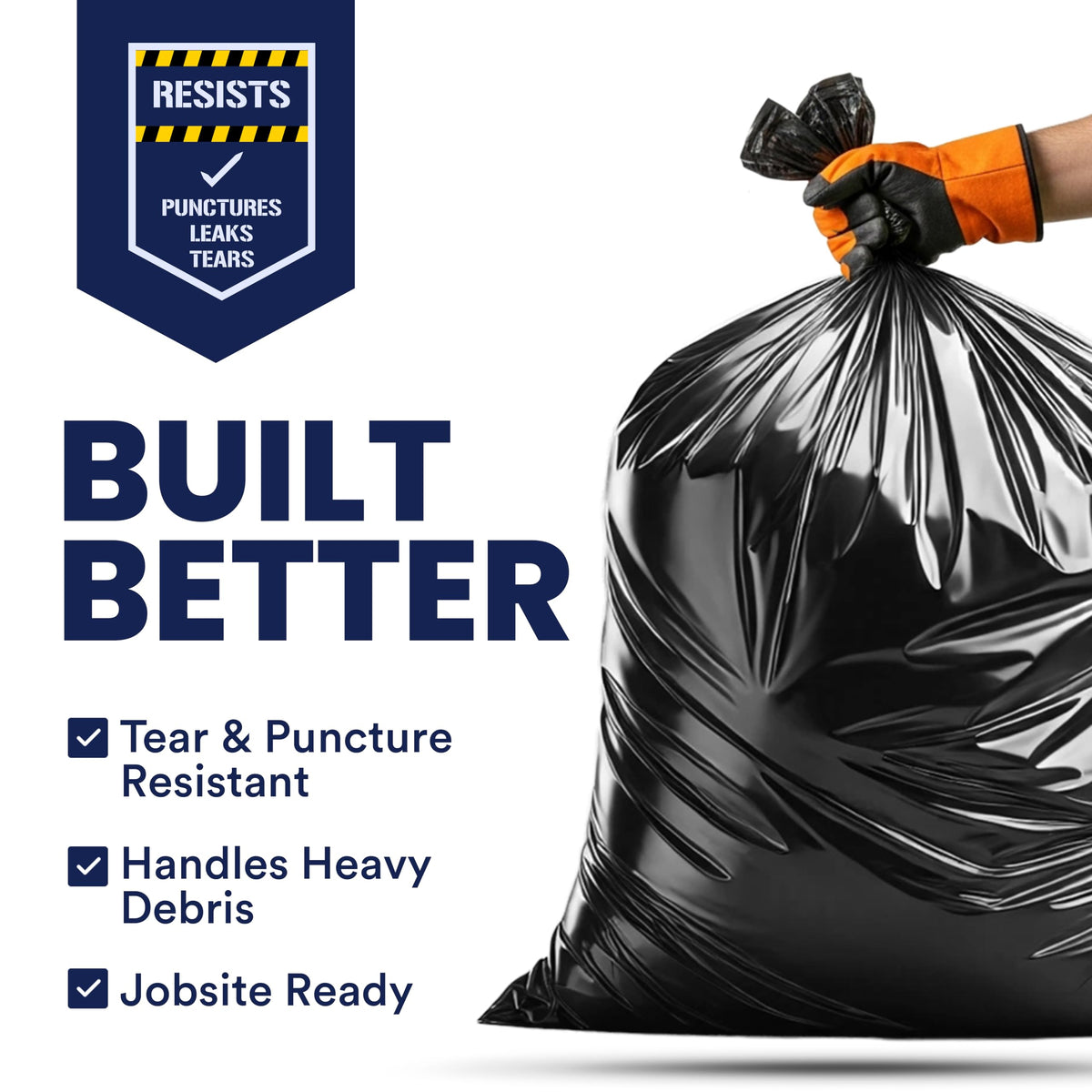 Black Heavy Duty 40-45 Gallon Trash Bags 3.0 Mil 50 Count T2097
