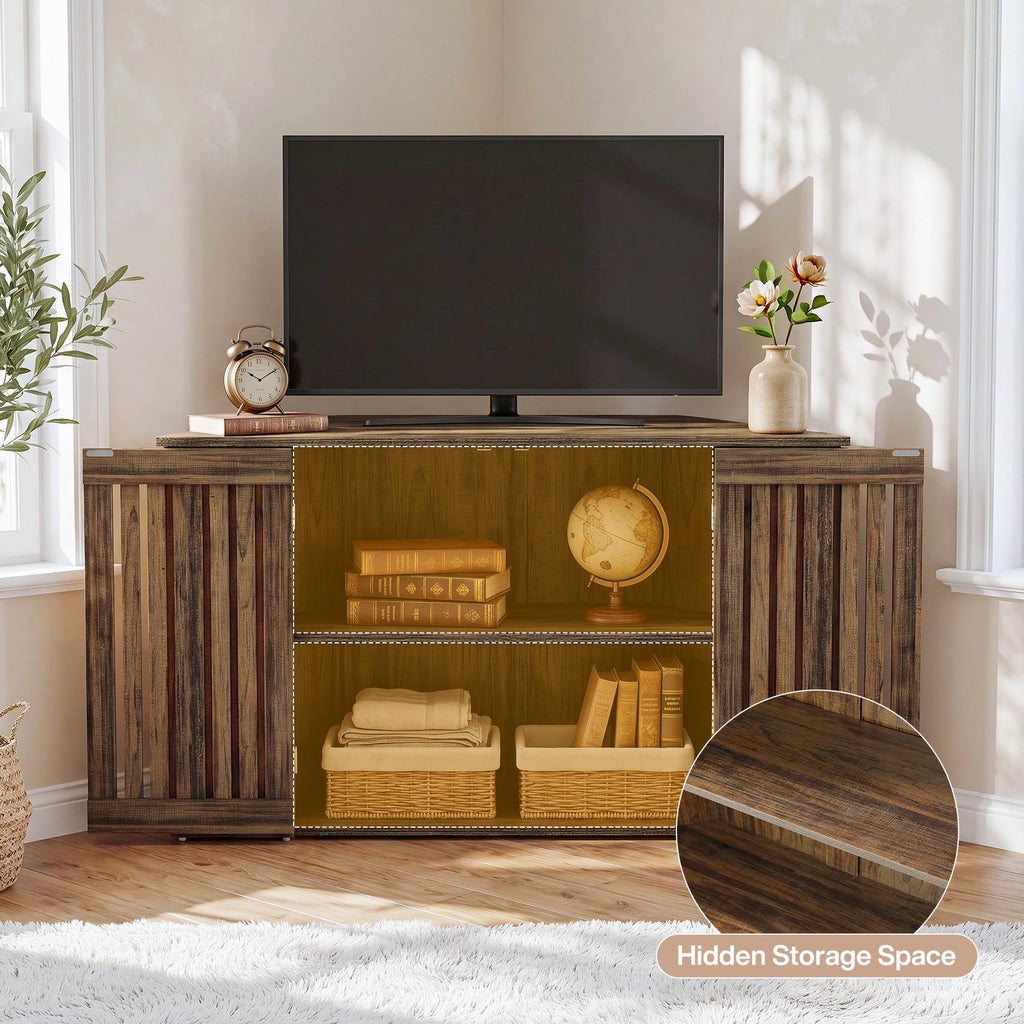 53" Farmhouse Corner TV Stand with Storage V4549