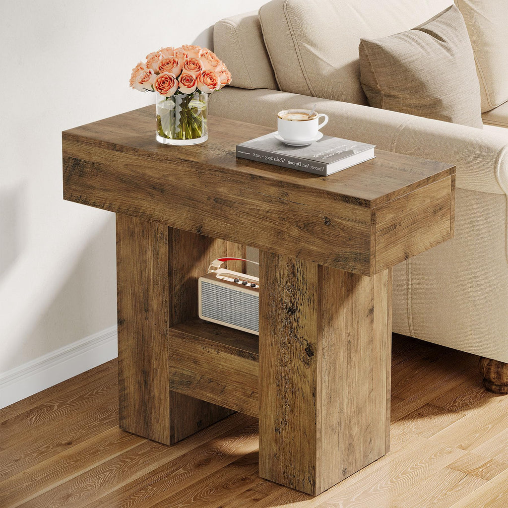 2-Tier Narrow Side Table with Storage Shelf I762669