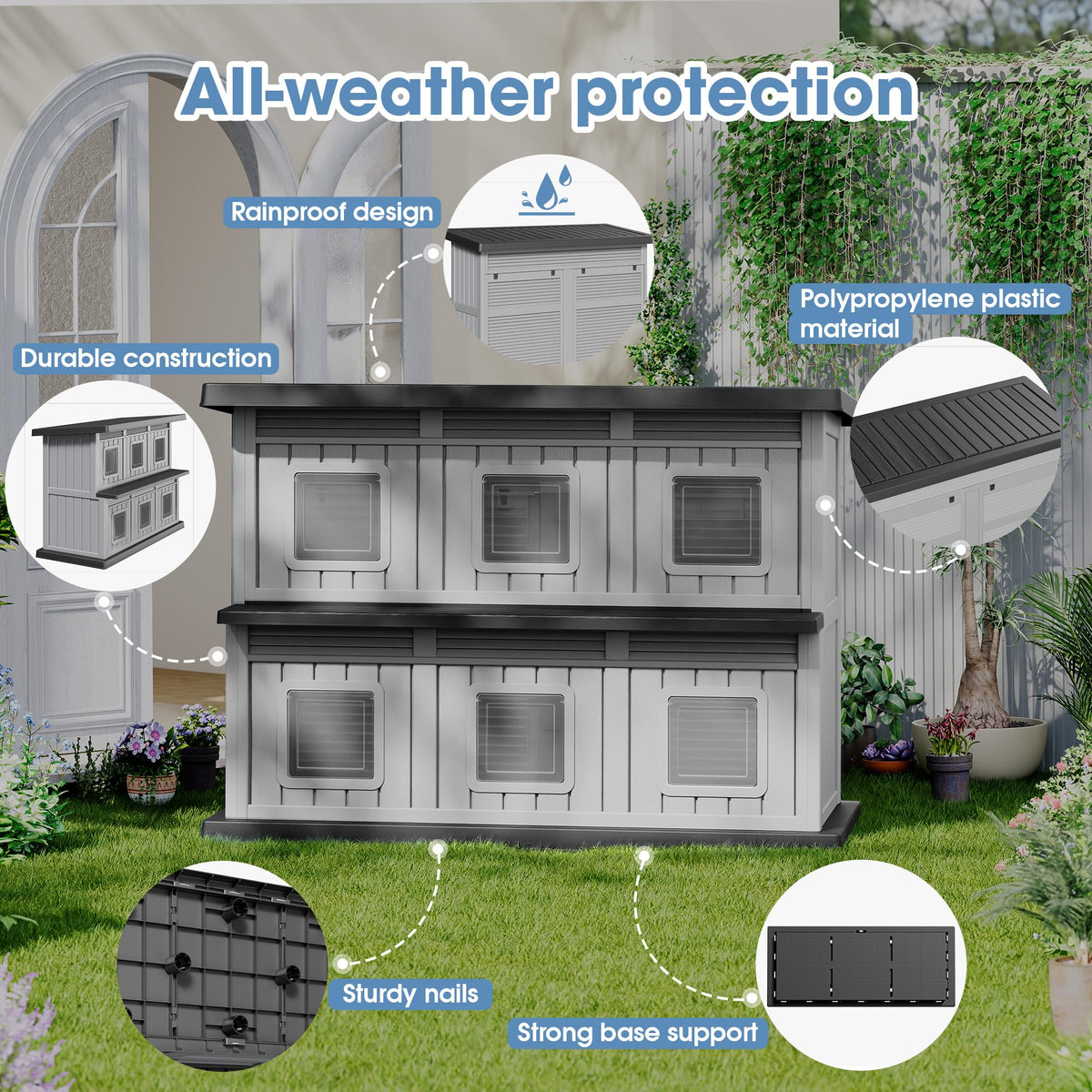 Weatherproof Insulated Outdoor Cat House E420