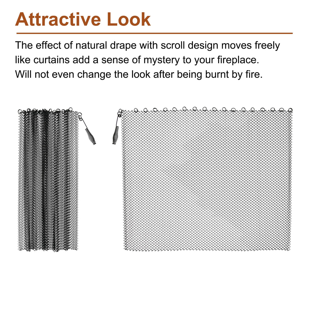 Black Matte Fireplace Mesh Screen Curtain P636