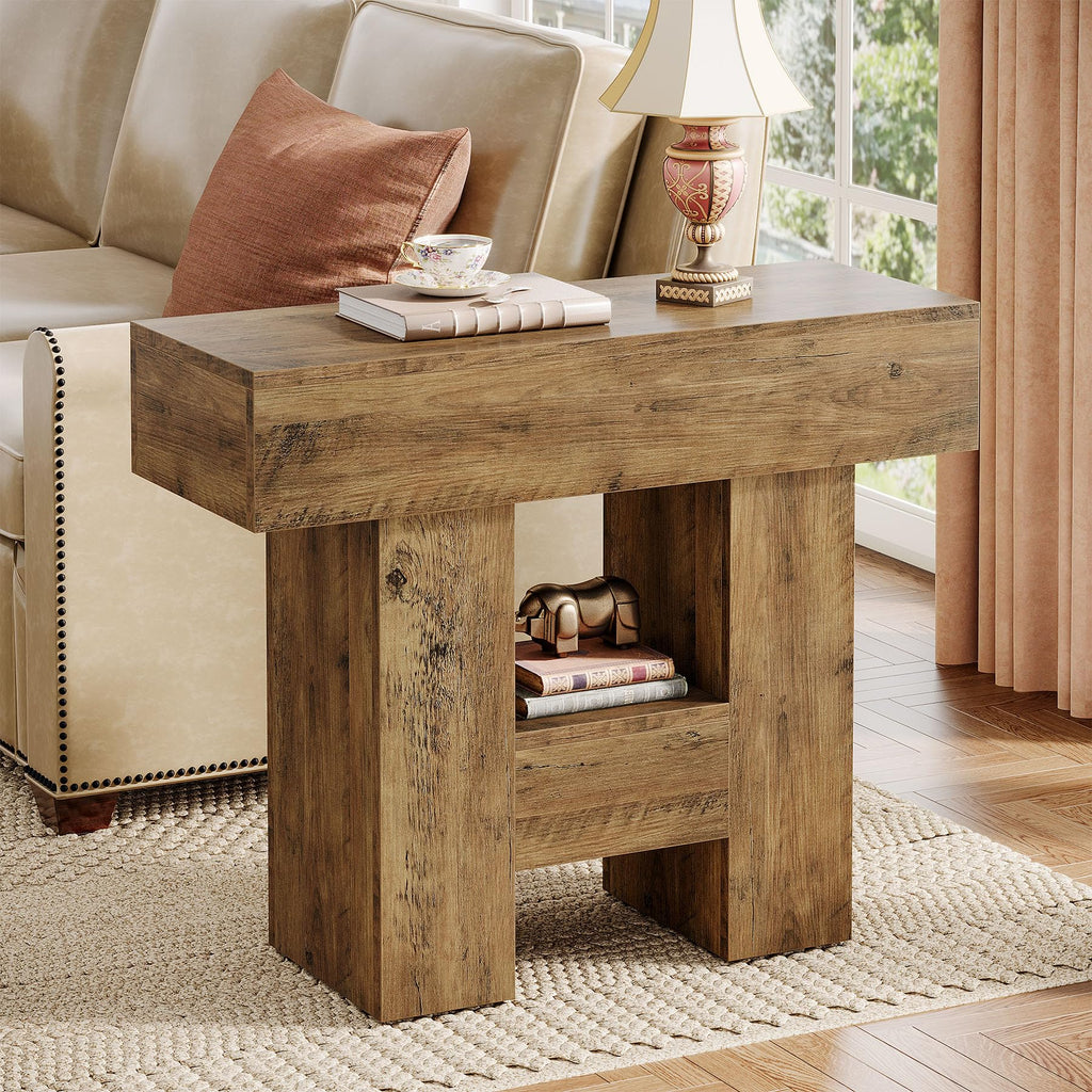 2-Tier Narrow Side Table with Storage Shelf I762669