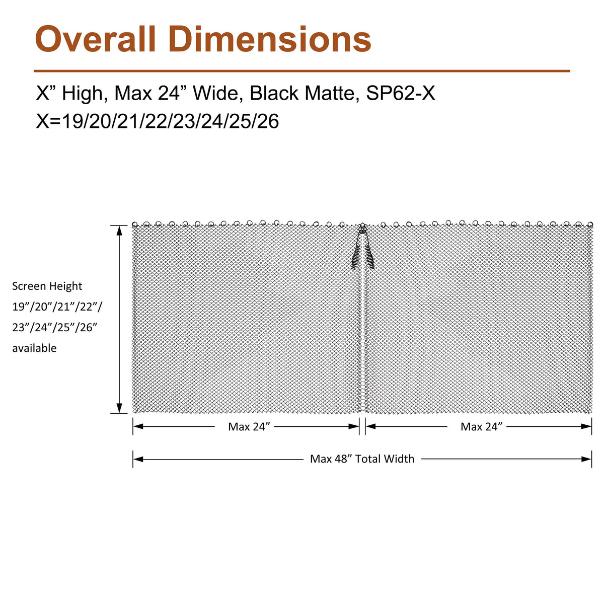 Black Matte Fireplace Mesh Screen Curtain P636