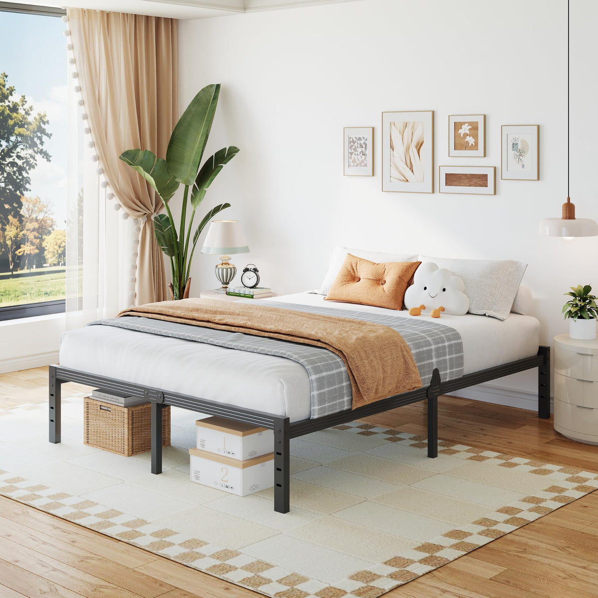 14 Inch Metal Platform Full Bed Frame with Storage R7509