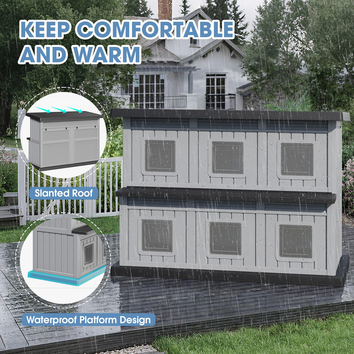 Weatherproof Insulated Outdoor Cat House E420