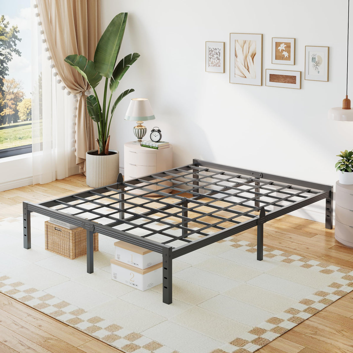 14 Inch Metal Platform Full Bed Frame with Storage R7509