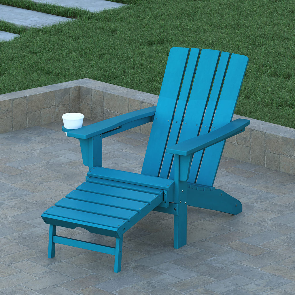 Blue Adirondack Lounge Chair with Ottoman E40192