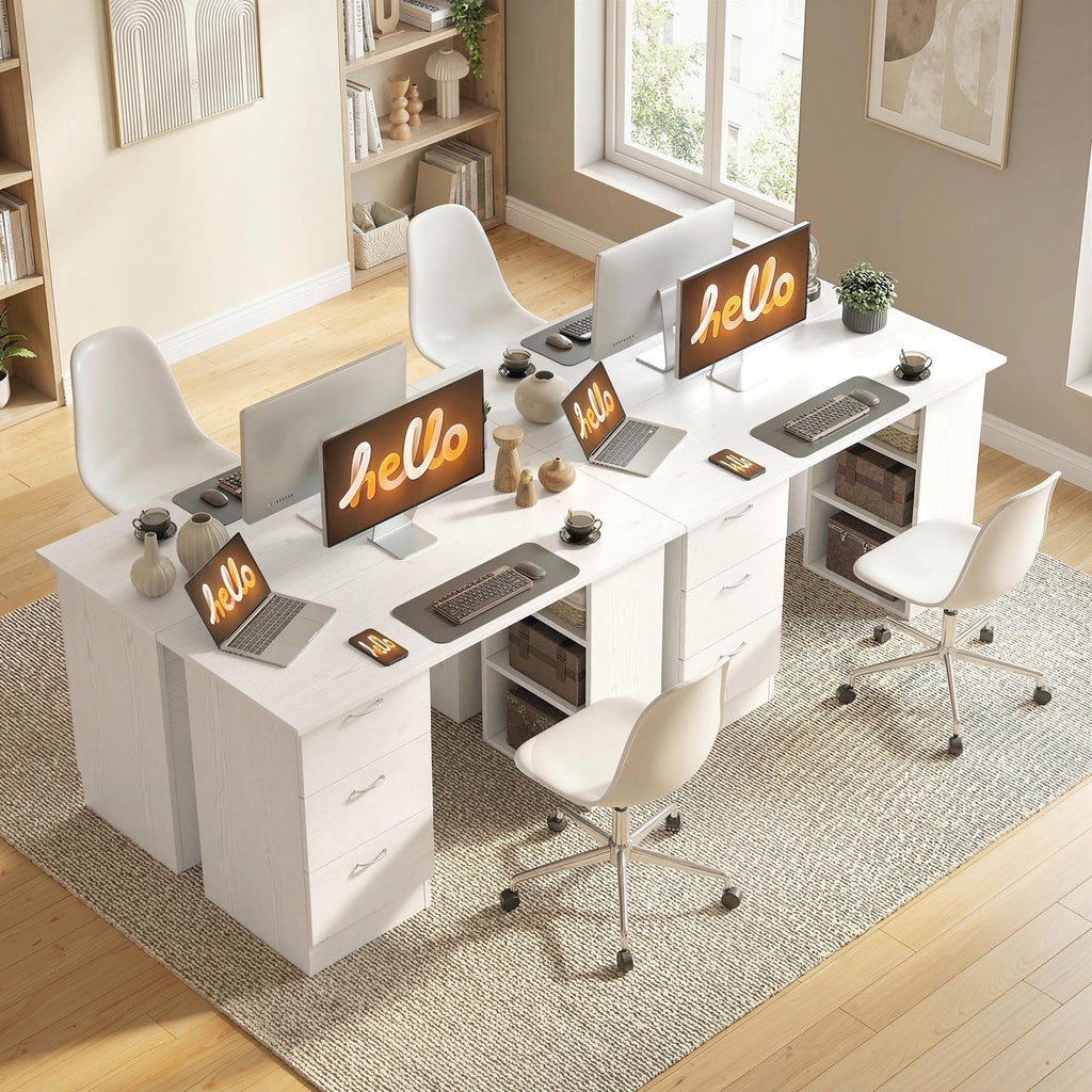 White Computer Desk with Drawers X33735