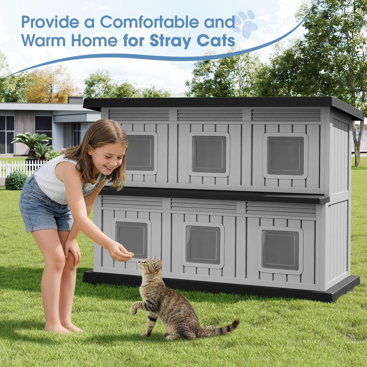 Weatherproof Insulated Outdoor Cat House E420