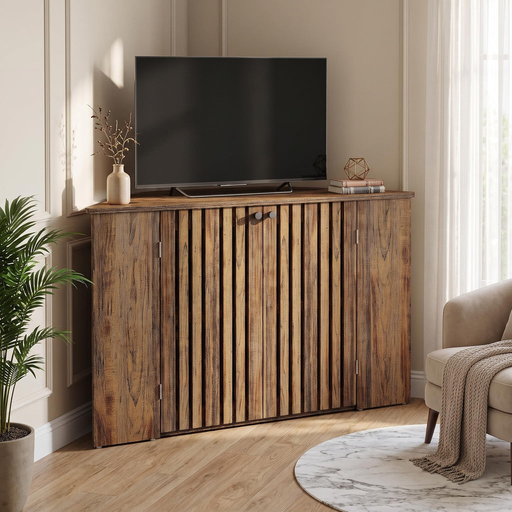 53" Farmhouse Corner TV Stand with Storage V4549
