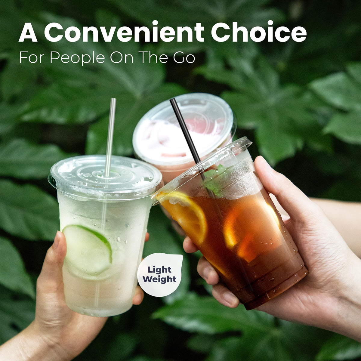 12 oz Clear Plastic Cups with Lids and Straws N49402