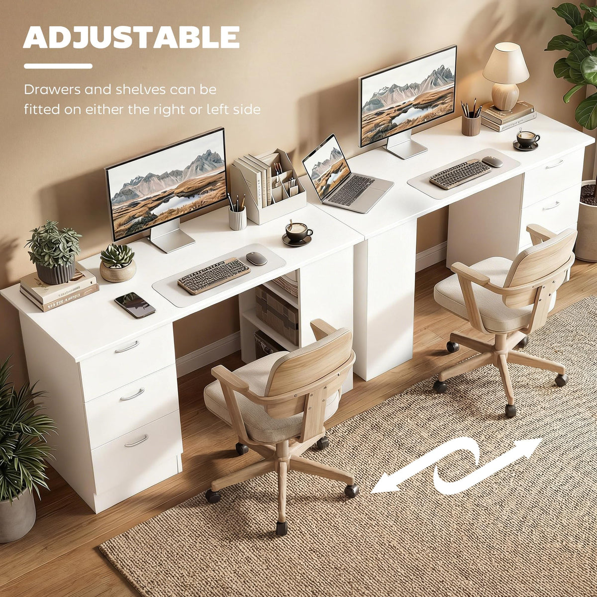 White Computer Desk with Drawers X33735