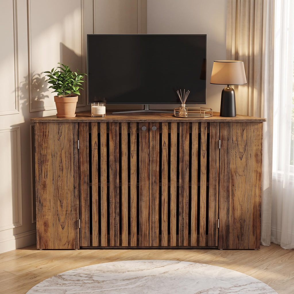 53" Farmhouse Corner TV Stand with Storage V4549